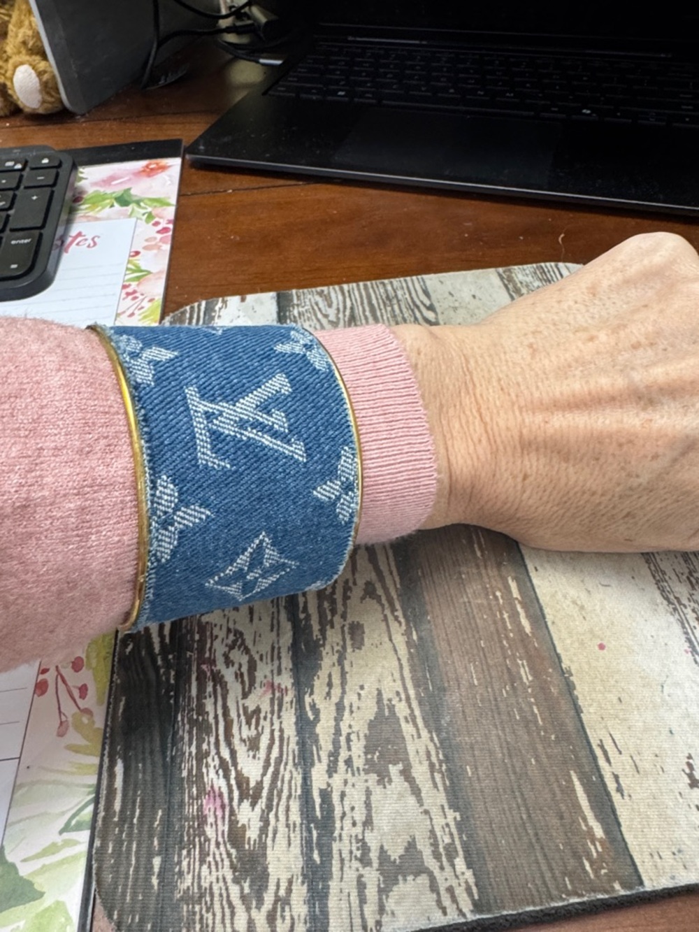 Denim*Luxury DIY* Gold 2 by 2 Cuff handcrafted Only One Left! - Picture 9 of 9